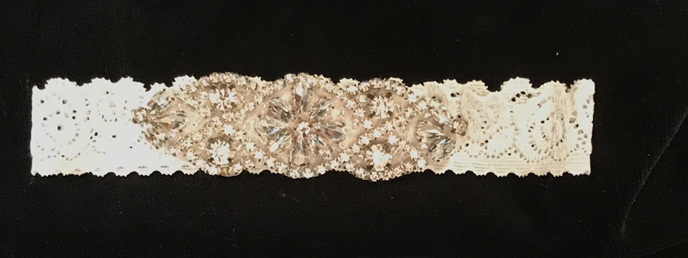 TWO NEW stretchy white lace and rhinestone embellished bridal garters. NEVER worn and NEVER tossed at the reception