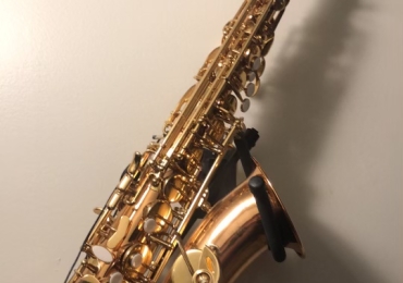 Ravel Professional Rose Brass Alto Saxophone with Case, Accessories, and Wall Mount